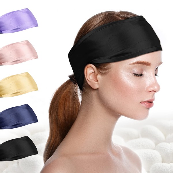FANTASTIC HOUSE Silk Spa Headband for Washing Face, 22 Momme 100% Mulberry Silk Scarf for Hair Wrap at Night Adjustable Ponytail Head Wrap Headband for Women and Girls