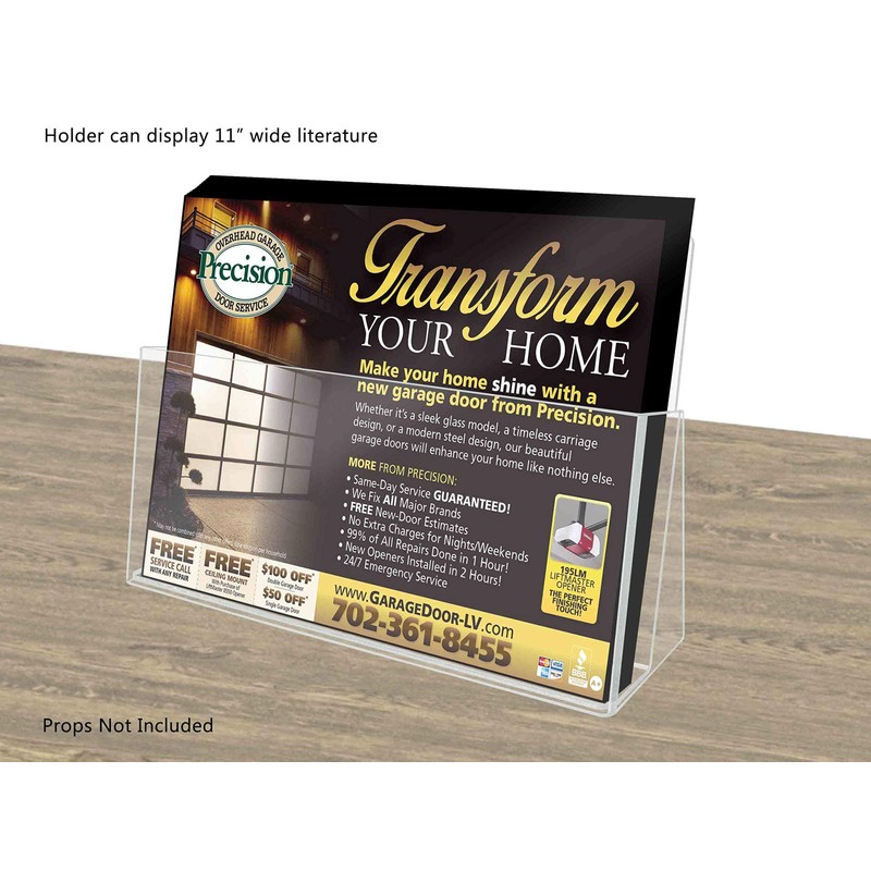 Brochure Holder 11" Wide Catalog or Magazine Bin Clear Acrylic