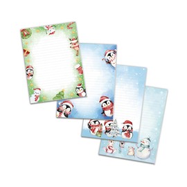 4 Pads Christmas Motif Notepad Writing Pad Christmas Letter to Santa Claus Writing Lined Children Girls Boys (4 Pads/Variant 5 with 25 Sheets Each in A5 Format)