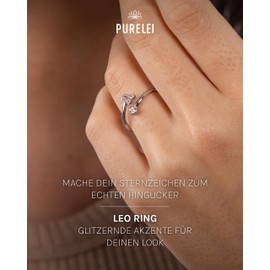 Purelei® Zodiac Sign Ring - Waterproof Women's Ring Made of Durable Stainless Steel - Adjustable Rings from Size 50 to 60 - Fashion Jewellery for Your Individual Look, 50-60 cm, Gemstone