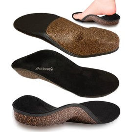 【Arch-Forming Insole】High Arch Arch Support Suede Half Cork Footbed Arch Support Shock Absorption Insole for Standing Work Cork Bracesole Bracesole Men's and Women's Unisex 27cm 27.5cm