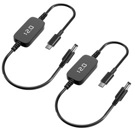 AYCRIT PD USB C to 12V DC Cable, Support LED Display Voltage, PD Trigger Type C to DC5521 12V 0-3A for Led Strip, Router, Cam, Heated Jacket and More. (12V PD to Barrel Male, 2)