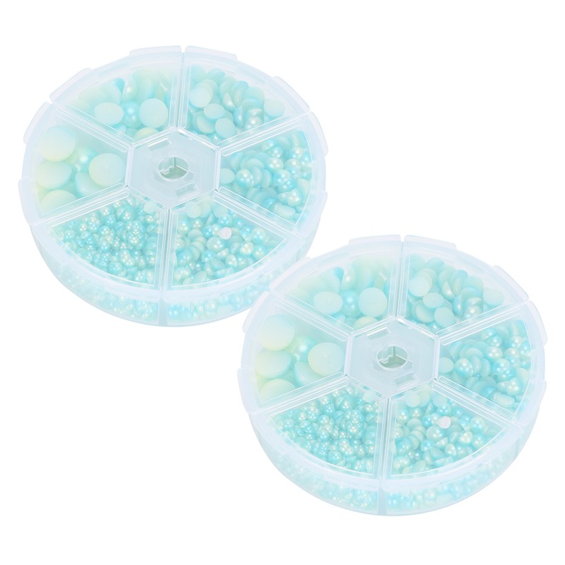 2Boxes Gradient Imitation Pearl Semicircular Nonporous Flat Back Decorative Accessories