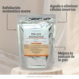 Nuestra Tierra Cosmética Peeling Enzimático en Polvo, con Enzimas Frutales y Keratinasa, para Todo Tipo de Piel, 250 g