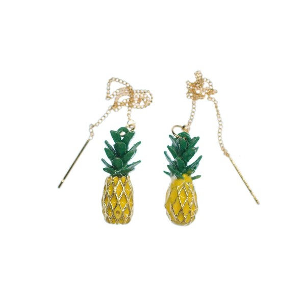 Miniblings Pineapple Necklace Earrings Miniblings Pendant Chain Earrings Golden Summer