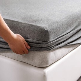 PURE ERA Jersey Knit Cotton Fitted Bottom Sheet ONLY (No Flat Sheet or Pillow Cases) Deep Pocket Up to 15" to 20" Ultra Soft Comfy Breathable Dark Grey King
