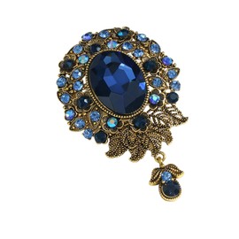 GFM® Vintage Inspired Teardrop Floral Flower Brooch with Crystal and Rhinestones - Christmas, Birthday, Mother's Day, Valentine's Day, Wedding Anniversary (BRCH-VTD-002-GHNL)