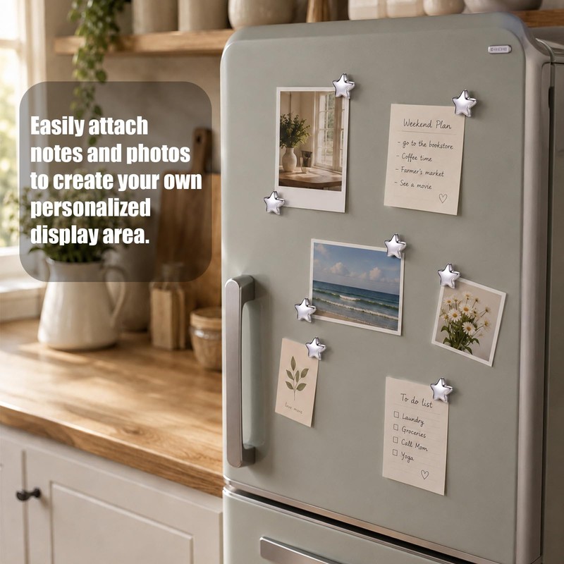 18pcs Star-Shaped Fridge Magnets, Fun Magnet for Kitchen Decor(Silver-Tone)