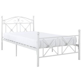 Rosebery Kids Farmhouse Metal Twin Bed with Lattice Work Header in White