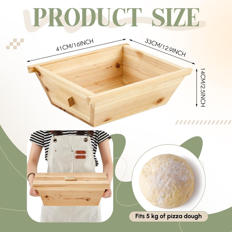 Juexica Tradition Wooden Pizza Dough Proofing Box with Lid Handle