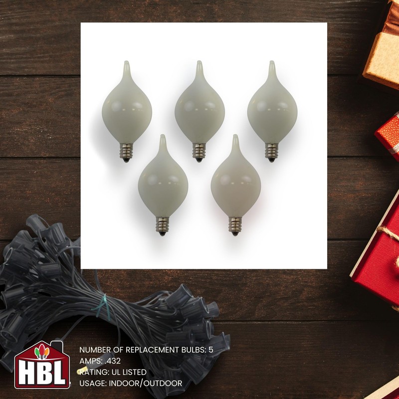 Holiday Bright Lights Indoor/Outdoor Tear Drop Light Replacement Bulbs White