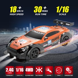 Sakeye RC Drift Car 2.4GHz 1:16 Scale 4WD High Speed RC Drifting Car Remote Control Cars with LED Lights Rechargeable Battery and Drifting Tires Racing Toy Cars for Adults Boys Girls Kids