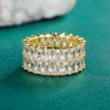 OPOMOMO Eternity Ring Wedding Bands,18K Gold Plated 2 Rows Emerald