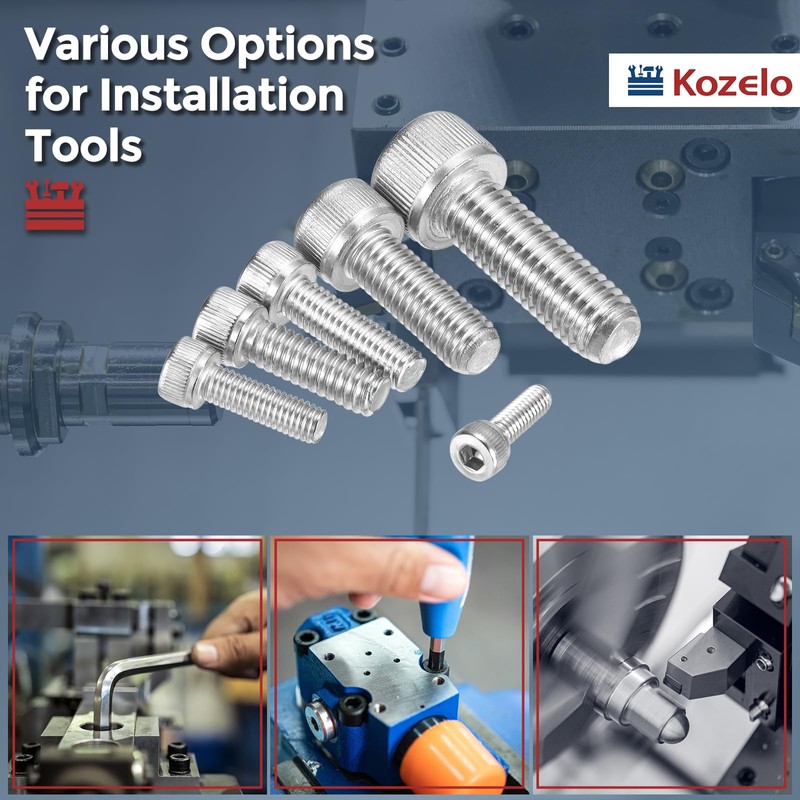 Kozelo 50pcs M4 Socket Head Cap Bolt Nut Assortment Kit