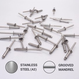(Pack of 100) Stainless Steel Blind Rivets 4.8 x 20 mm Dome Head Pop Rivets DIN 7337 A2 Rivet Thumb Mandrel (100, 4.8 x 20 mm)
