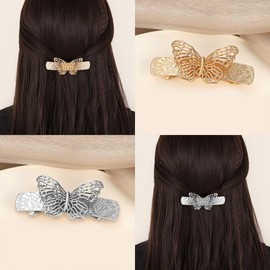 Metal Hair Ties, Gold Hair Cuffs, Metal Butterfly Hair Clips, Hair Cuff Wrap for Thick Hair Elastic Hair Ties Hair Accessories for Women