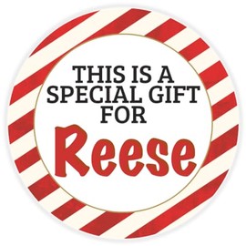 This is a Gift for Reese - Circle Sticker Decal 3 Inch - Candy Cane Merry Christmas Gift Tag Present Tree Holiday Custom Name Santa Claus