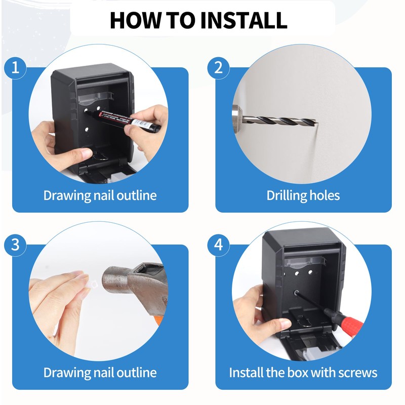 DBREAKS Key Cabinet with Combination Code, Weatherproof Key Safe Wall