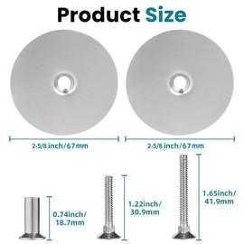 Door Knob Hole Cover Plate, 1 Pack 2-5/8" Diameter Round Heavy Duty Steel Deadbolt Cover Plate with Screws, Hole Filler Plates for Doors Holes and Locks, Silver