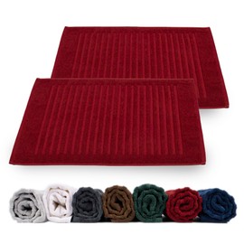 Rinsl Shower Mat, Bath Mat Set, Cotton Terry Towelling 700 g/m², Bath Mat, Quick Drying, Machine Washable, Dark Red (Bordeaux Red, 50 x 70 cm, Pack of 2)