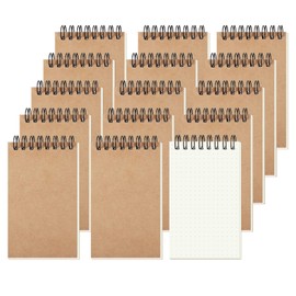 ZMCYN 15 Pcs 3x5 Inch Small Spiral Dotted Notebook, Kraft Cover Pocket Notebook A7 Bulk, Mini Spiral Dotted Notepad for Note Taking, School, Office(100 Pages/50 Sheets)