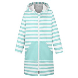 MissShorthair Kids' Hooded Towel Poncho with Zipper Beach Cover-Up with Pocket Swim Towel Robe for Boys & Girls Zipper Style Light Green 11-13 Years