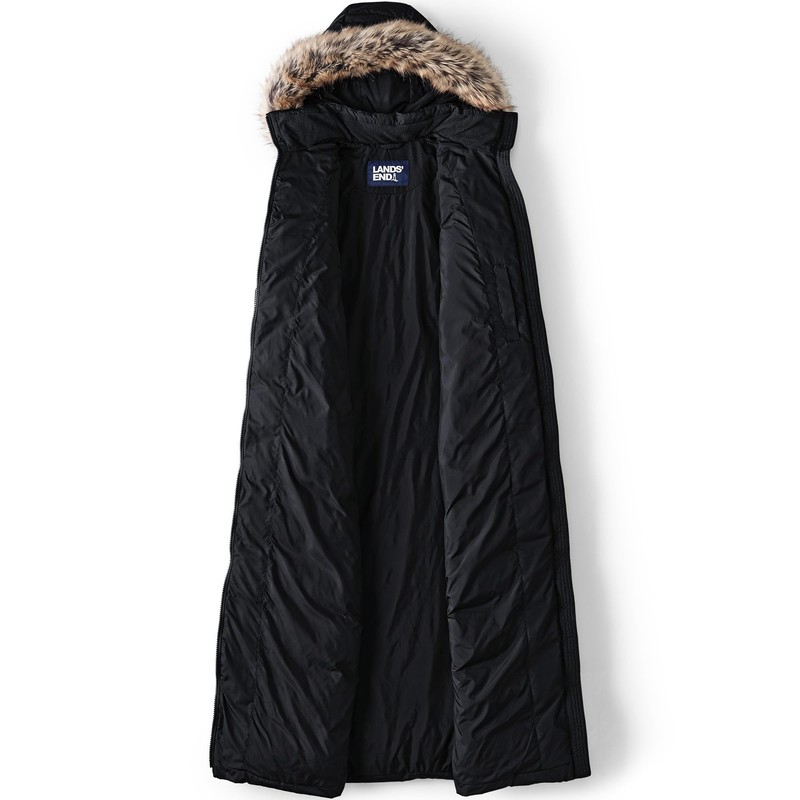 Lands' End Womens Maxi Down Coat Black Plus 3x