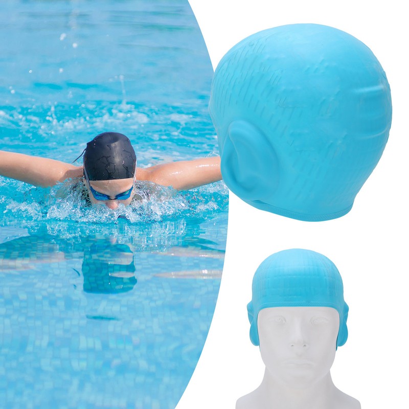 High Elasticity Children Silicone Swimming Cap 3D Ear Protection Swimming