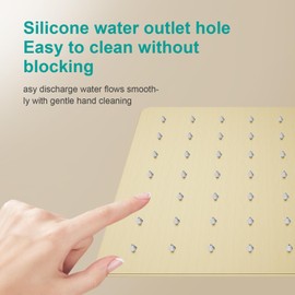 AULEEND Square Shower head, High Flow Stainless Steel Square Rainfall Shower Head, High Pressure Design Even at Low Water Flow (Brushed Gold)