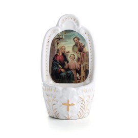 KOMI Porcelain Holy Family Catholic Holy Water Font for Entrance of Home Church Wall Hanging Decor Great Gift for First Communion Confirmation Housewarming Catholic Christmas Gifts