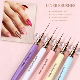 20 Pcs Nail Art Brushes and 40 Pcs Nail Stickers, Nail Stand Set