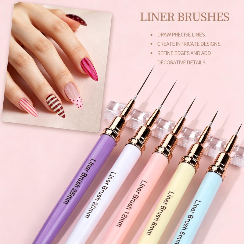 20 Pcs Nail Art Brushes and 40 Pcs Nail Stickers,