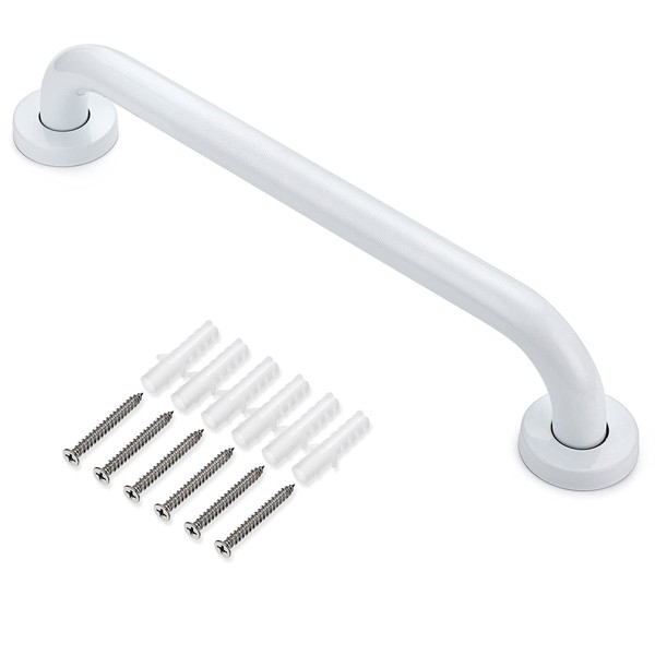 BTSKY 40cm Stainless Steel Bath Shower Handle with Non-Slip Handle - for Disabled Elderly Children Mobility and Everyday Aid Safety Handle Towel Rail (White)