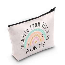 ZJXHPO New Auntie Cosmetic Bag Gift Promoted from Bestie to Auntie Makeup Bag with Zipper Pregnancy Announcement Gift Auntie to Be Gift (C-Bestie to Auntie)