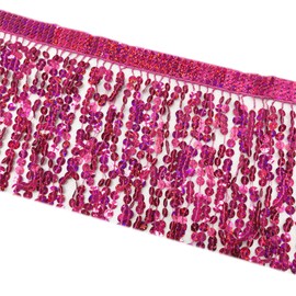 15cm*1Yard Sequins Fringe Trim Pink,Sparkling Fringe Trim Tassel Ribbon