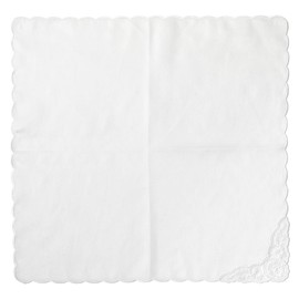 Intermode 40007001 Ladies Ladies Formal Corner Lace Handkerchief Women's Ceremonial Handkerchief, white