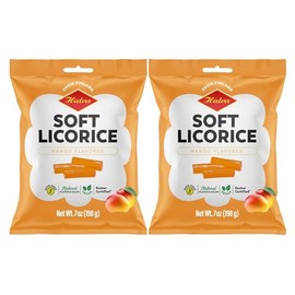 Halva European Style Licorice - Finnish Sweet and Soft Eating Licorice - 7 Ounce Bag - Pack of 2 (Mango)