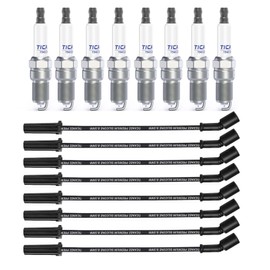 Spark Plugs and Wires for Chevy 5.3 Silverado Avalanche Tahoe Suburban 5.3L 6.0L 6.2L, 19417055 Iridium Spark Plugs Compatible with GMC Sierra Yukon 41 162