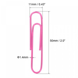 sourcing map Paper Clips Medium Size 2 Inch Vinyl Coated to Prevent Tearing Pages with Box for Organize Office Home Pink Count 100