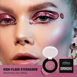 Afflano Einzelne Rosa Glitzer Lidschatten Palette, Glitzernder Rosa Rosenglitzer-Augenaufschlag, Hochpigmentierte, Lang Anhaltende Diamant-Metallic-Eyeshadow für Mädchen-Frauen-Augenaufschlag, 21H