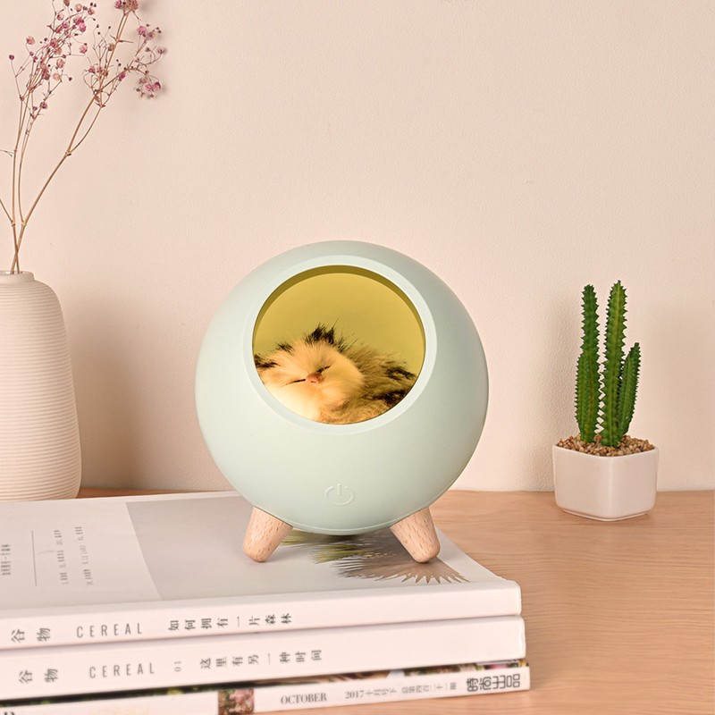 Mini Cute Kitten House Desktop LED Night Light Lamp Stepless