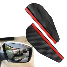 yorpyep 2 PCS Car Rearview Mirror Rain Eyebrow, Carbon Fiber Rain Blocking Side Mirror Protective Cover, Silicone Self-adhesive Anti-glare Rain Cover, for Most Cars Trucks SUVs (Black)
