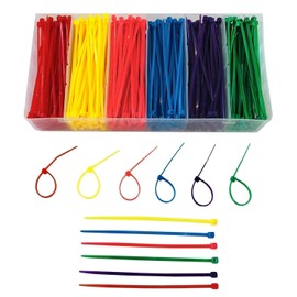 480pcs Small Colored Zip Ties 4 Inch -Assorted Colorful Plastic Ties, Multi-Color Zip Wire Tie for Deco Mesh Wreath Supplies，Chicken Legs Bands(6 Colors-Yellow, Blue, Red, Green, Pink, Purple)