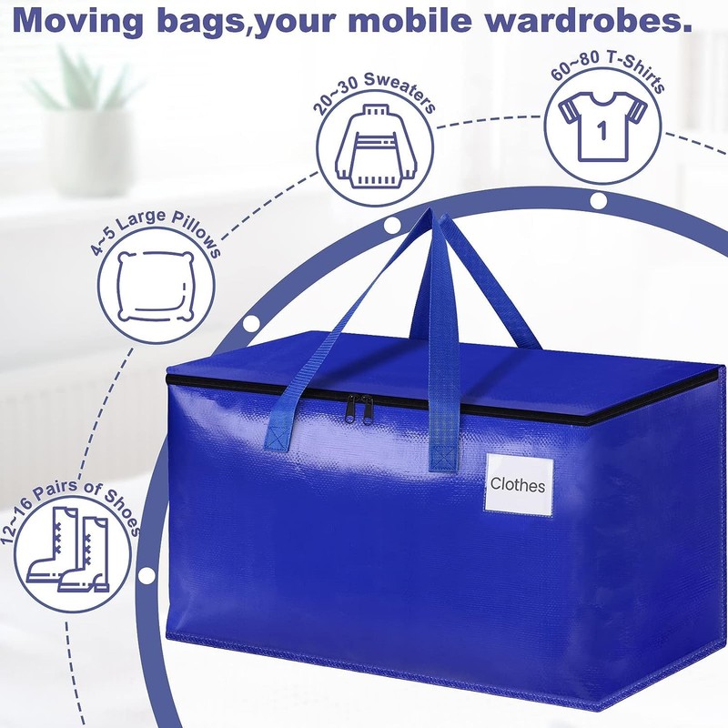 EpicTotes Extra Large Moving Bags, Storage Totes with Study Handles