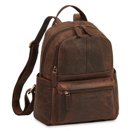 STILORD 'Berry' City Rucksack Damen Leder Klein Damenrucksack Modern Diebstahlsicherer Rucksack-Handtasche Echtleder Reise-Rucksack Daypack Tagesrucksack Laptop 13 Zoll, Farbe:zamora - braun