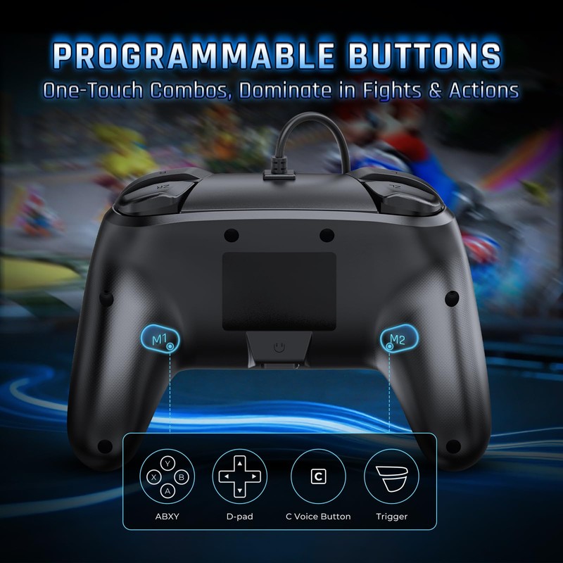 JDDWIN Wired Controller for Switch 2/Switch/OLED/Lite/PC, 9-Axis Motion Sensing,C Button,Hall