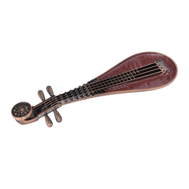 Incense Burner Holder Unique Chinese Lute Design Premium Copper Sturdy