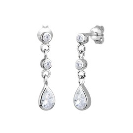 Elli Women's Earrings Drop Earrings Elegant Sparkling with Zirconia Crystals in 925 Sterling Silver, One size, Facet cut, Cubic Zirconia