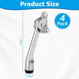 MIVIDE Pack of 4 Adjustable Door Stops, Adjustable Zinc Alloy Door Stop, Door Stopper with Rubber Tip for Indoor and Outdoor Doors Doors (Silver)