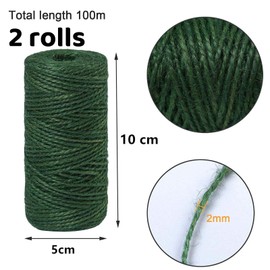 Pack of 2 Gardening Twine, 100 M x 2 MM Twine String Garden String Color Packaging Rope Gift Rope Craft String for DIY Handicraft Decoration Binding(Green)